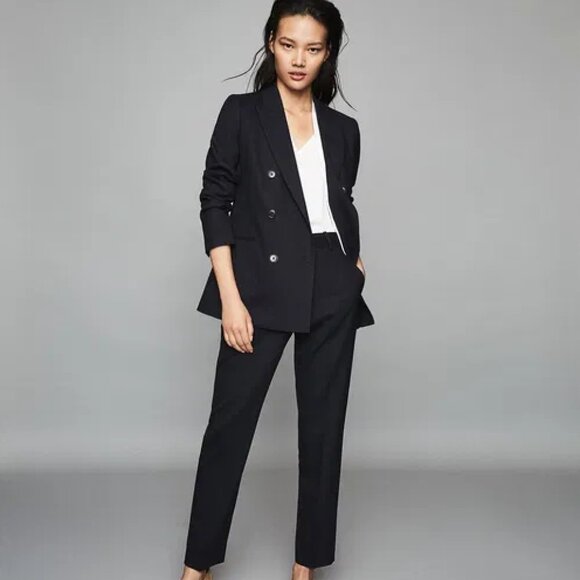 Reiss | NWOT Skinny Ankle Length Pull On Dress Pants Work Trousers Black Size 8 - Picture 2 of 11